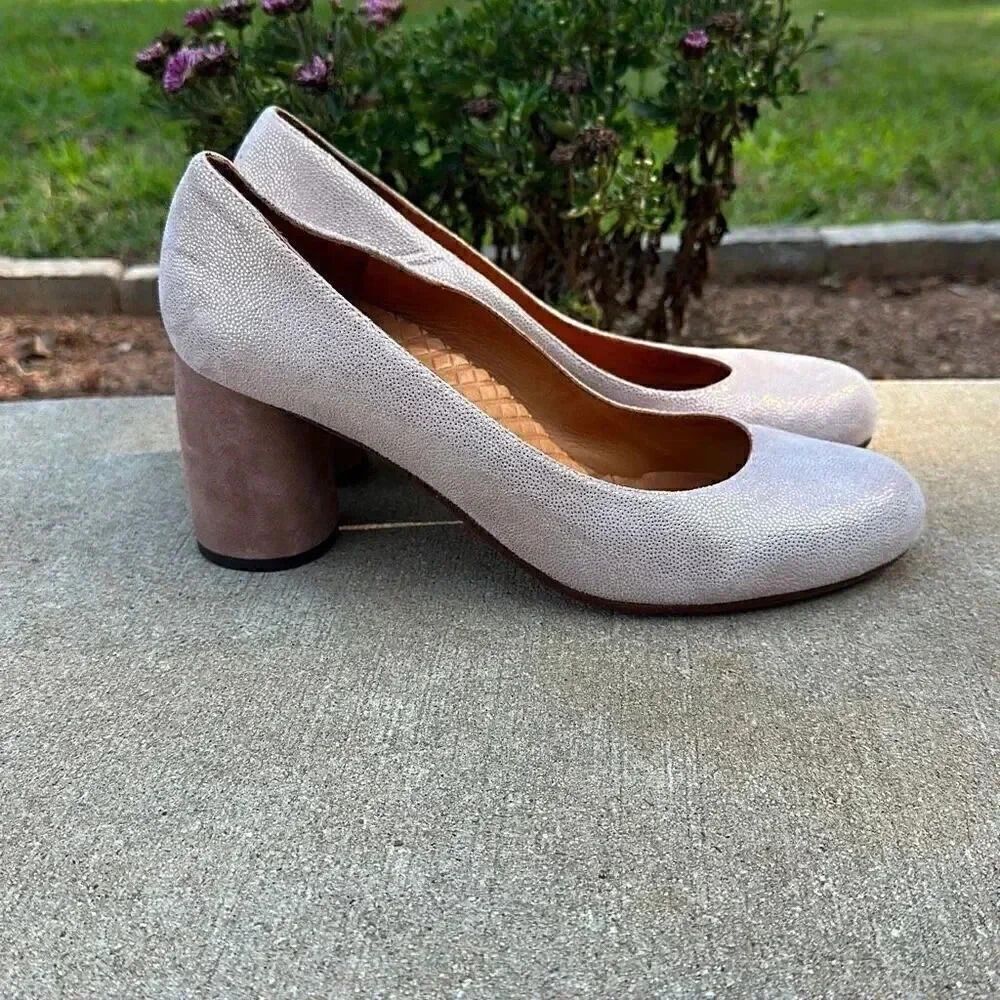 Chie Mihara Pink Block Heel Pumps Leather Women Size 39 Designer Shoes - Picture 3 of 16